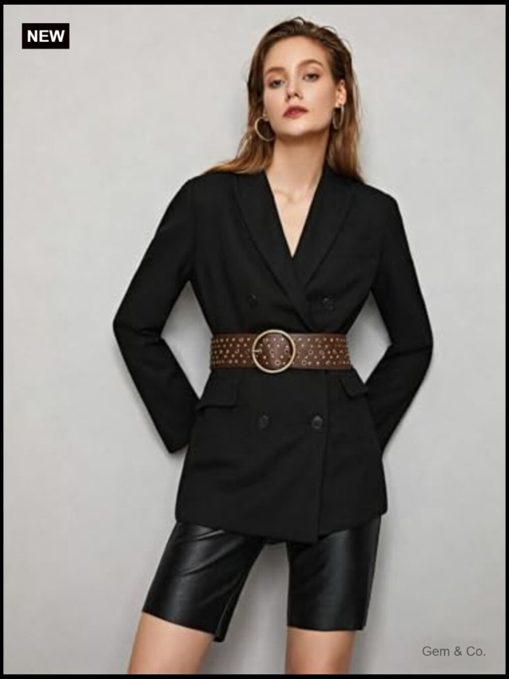 Wide Studded Chunky PU Leather Belt - Boho Concho Belt for Jeans & Dresses - Picture 6 of 7